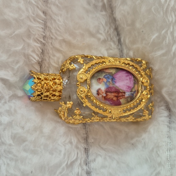 Vintage Pink Lefton Gold Gilded Capodimonte Perfume Bottle - Picture 1 of 8